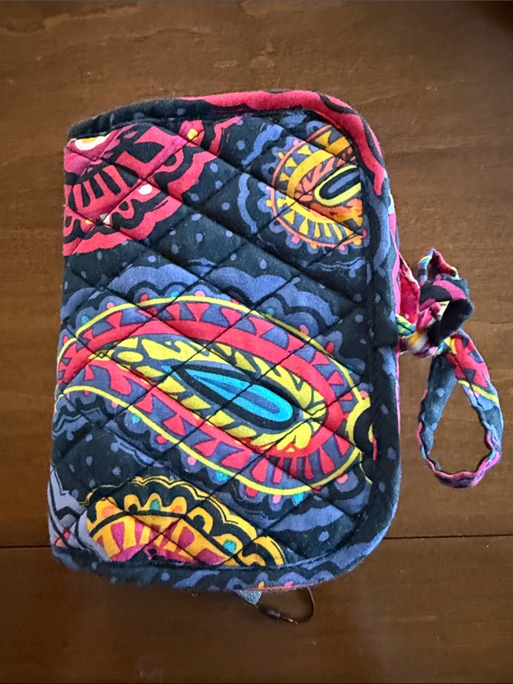 Vera Bradley Bright Paisley Quilted Small travel bag- Navy & Hot Pink